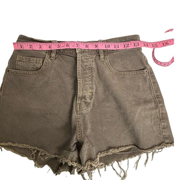 PacSun Vintage High Rise Brown Button Fly Frayed Hem Cutoff Shorts Size 27 - Picture 5 of 12
